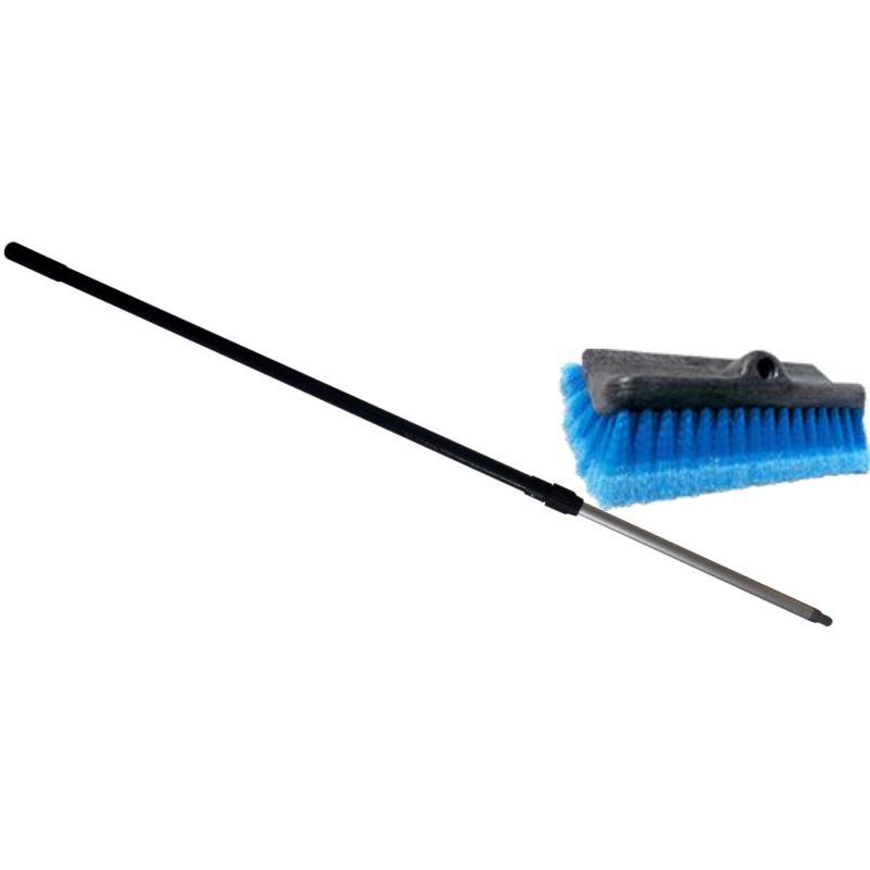 BROSSE BIFACE LAVAGE VEHICULE FIBRES FLEUREES + MANCHE TELESCOPIQUE 2 X 1,20 M BROSSE BIFACE LAVAGE VEHICULE FIBRES FLEUREES + MANCHE TELESCOPIQUE 2 X 1,20 M